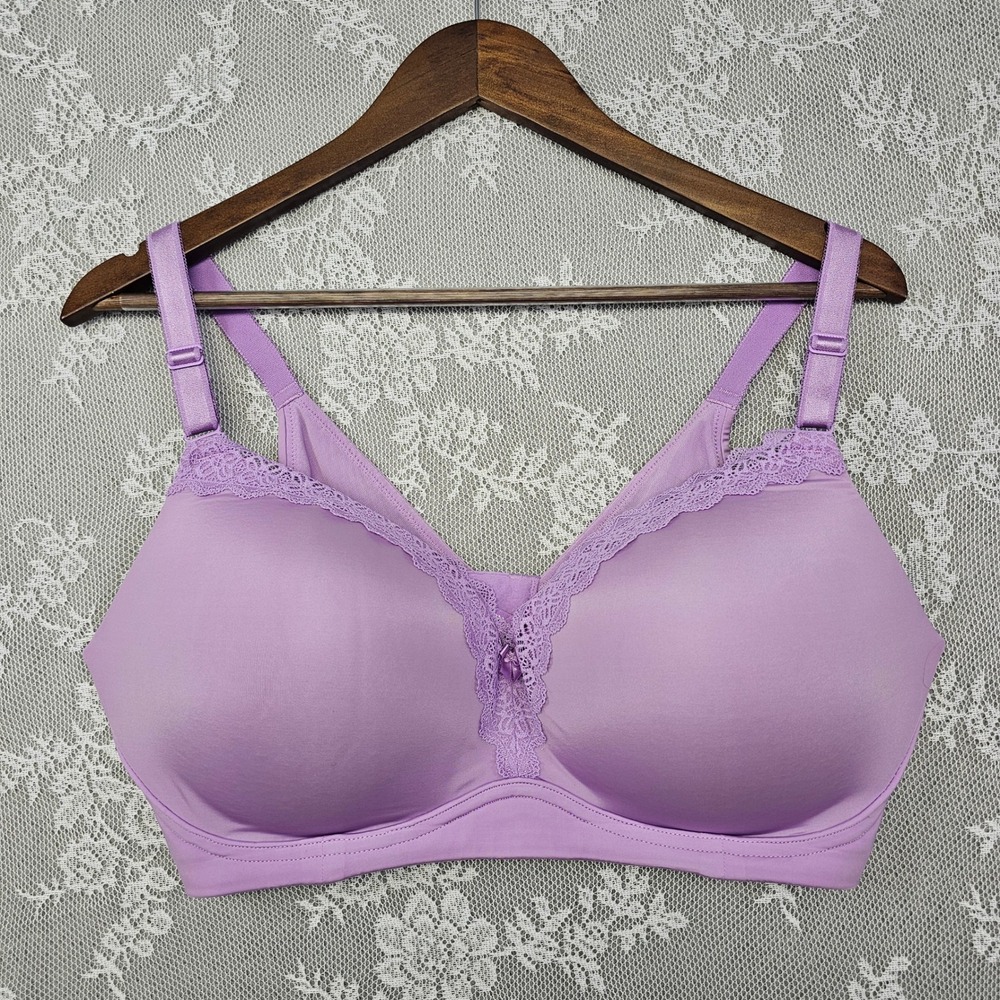 Torrid Push-Up Wire-Free Bra Microfiber Crochet Purple Back Smoothing‎ 40 DDD